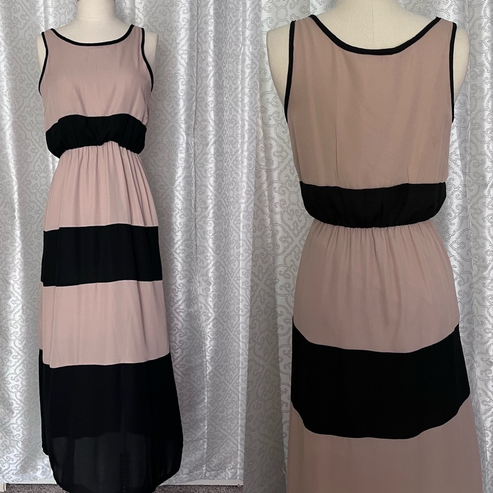 Lorena Rose tan & Black Maxi dress